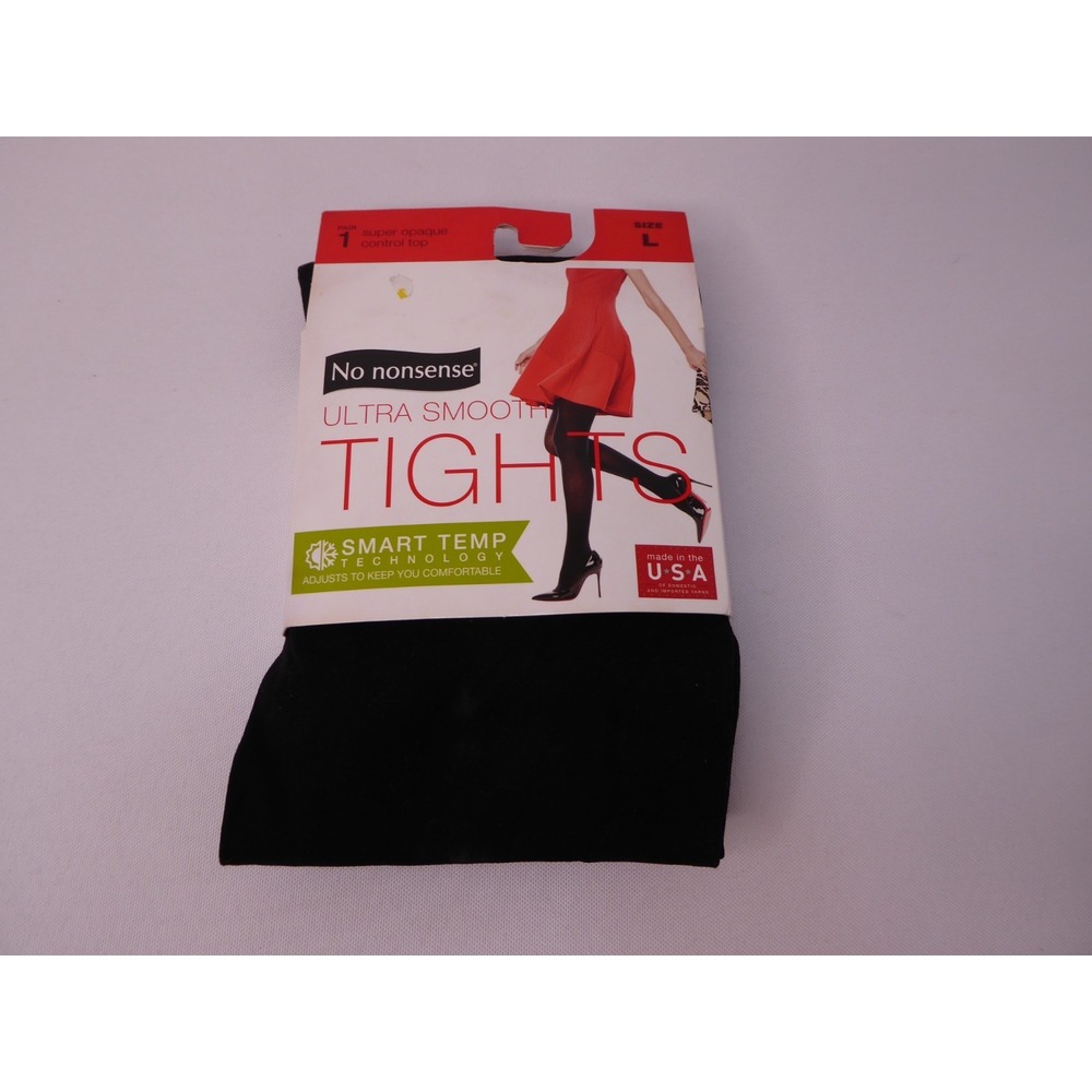 New No Nonsense Ultra‎ Smooth Tights Super Opaque Control Top Black Large
